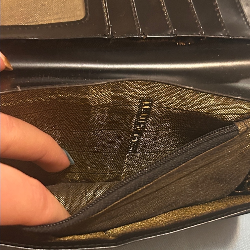 Luxury Designer Inspired Black and Brown Logo Clutch Wallet - Picture 7 of 10
